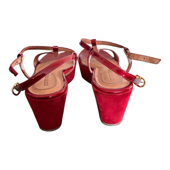 Corso Como T Strap Platform Wedge Red Buckle - Picture 6 of 11